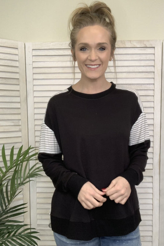 Party In The Back Women's Striped Long Sleeve Top