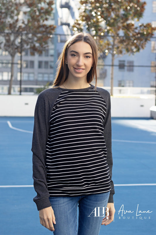 Here We Go Women's Stripe Long Sleeve Top *Final Sale*