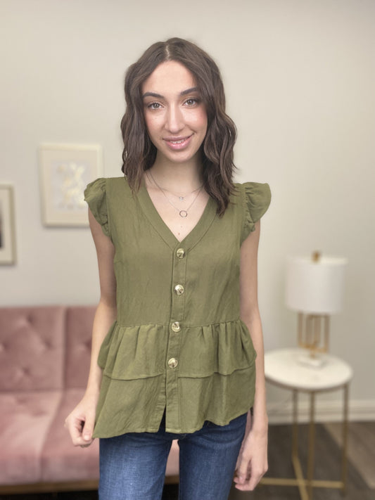 Feeling Happy Women's Tiered Hem Ruffle Short Sleeve Top *Final Sale*