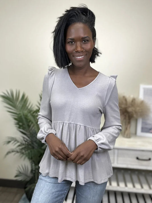 Love That Women's Brushed Knit Babydoll Long Sleeve Top * Final Sale* *Final Sale*