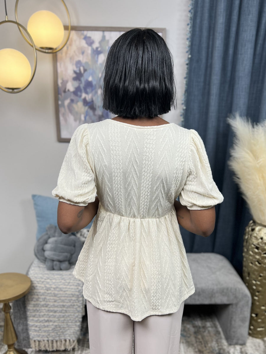 Loving You Is Easy Women's Cable Knit Peplum Top *Final Sale*