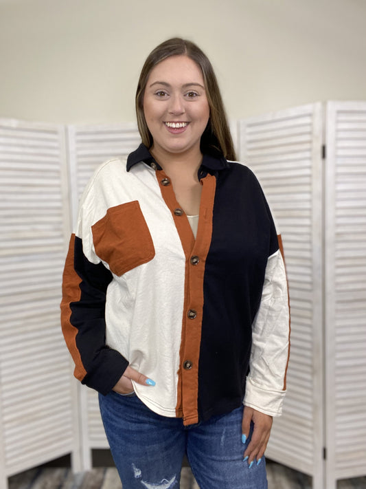 Colors Unite Women's Color-Blocked Lightweight Shacket *Final Sale*