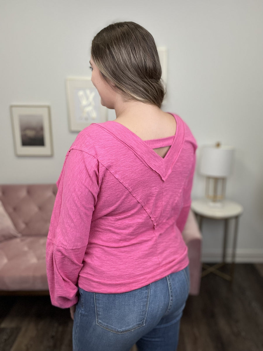 Different Views Women's V-Neck Long Sleeve Top *Final Sale*