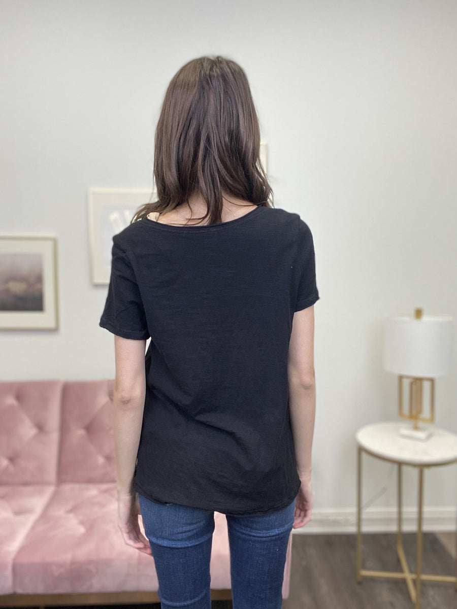 You're Not Around Women's V-Neck Short Sleeve Top *Final Sale*