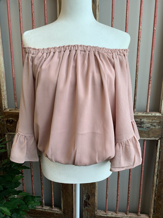 Romance Feels Women's Cinched Off The Shoulder 3/4 Sleeve Top *Final Sale*