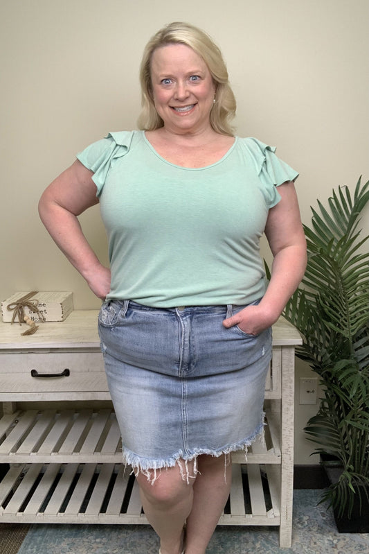 Rain Down On Me Women's Casual Ruffle Short Sleeve Top *Final Sale*