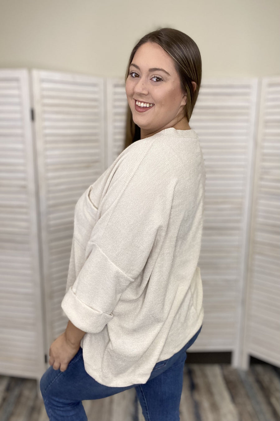 Made For You Women's Oversized Soft Knit 3/4" Sleeve Top *Final Sale*