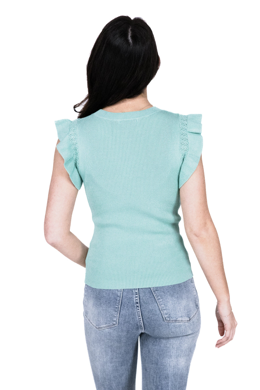 Women's Ruffled Short Sleeve Sweater