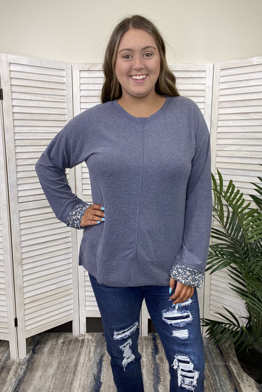 Rising Sun Women's Floral Cuffed Long Sleeve Top