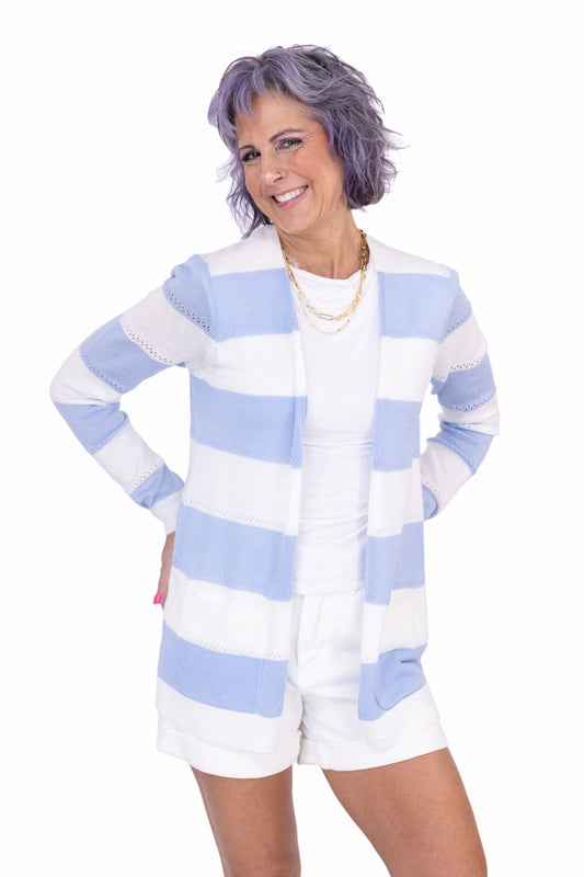 Women's Striped Color Block Cardigan