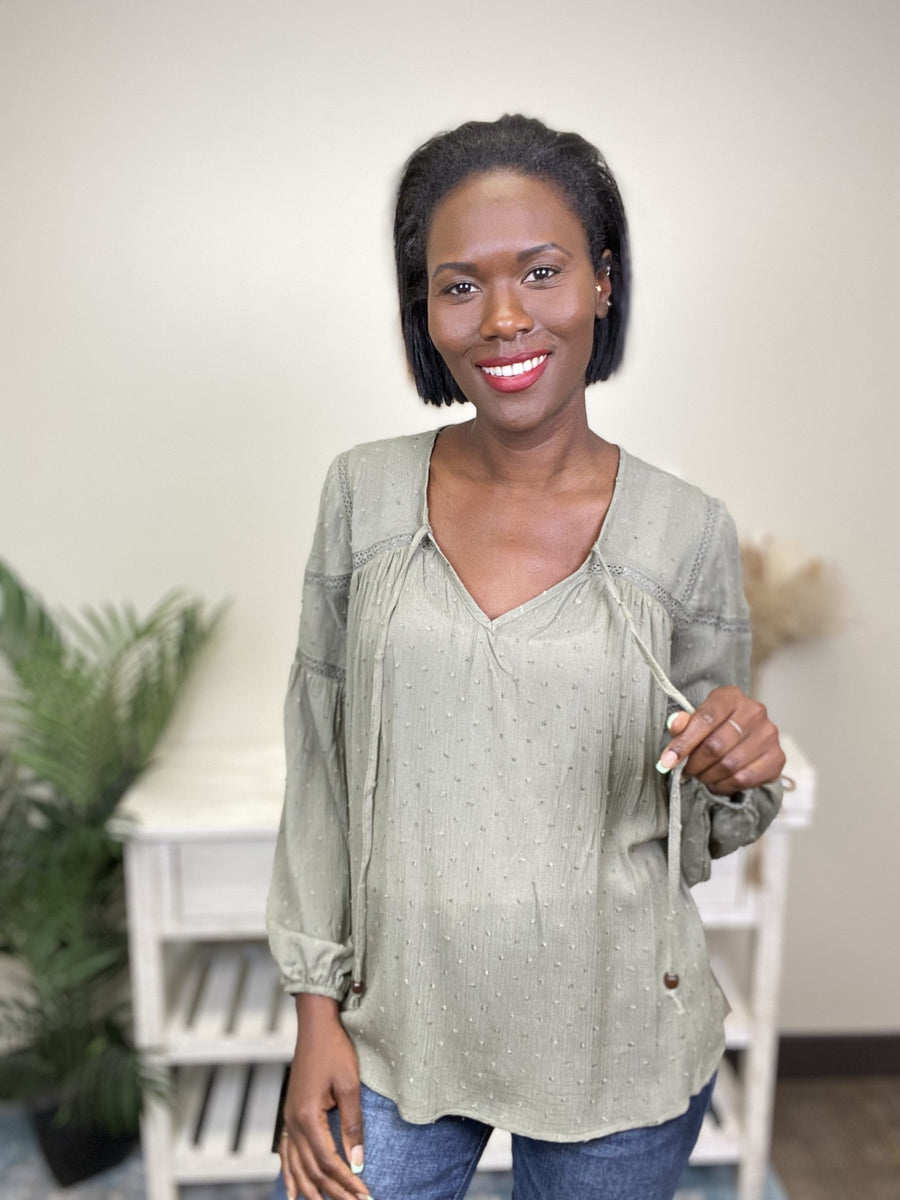 Romantic History Women's Textured Flowy Long Sleeve Top *Final Sale*