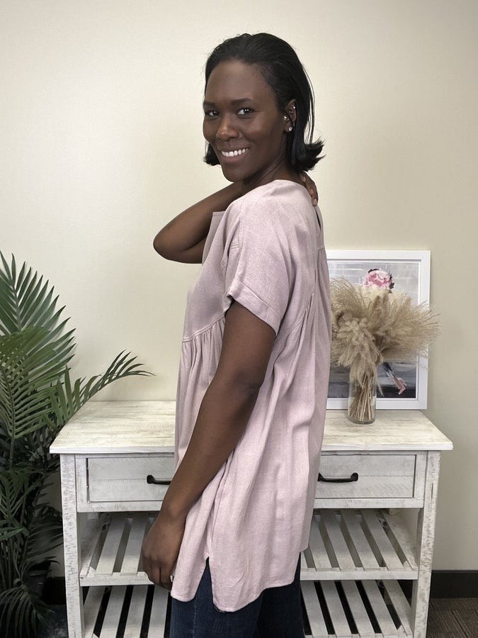 Feel The Love Tonight Women's Baby Doll Flowy Short Sleeve Top *Final Sale*