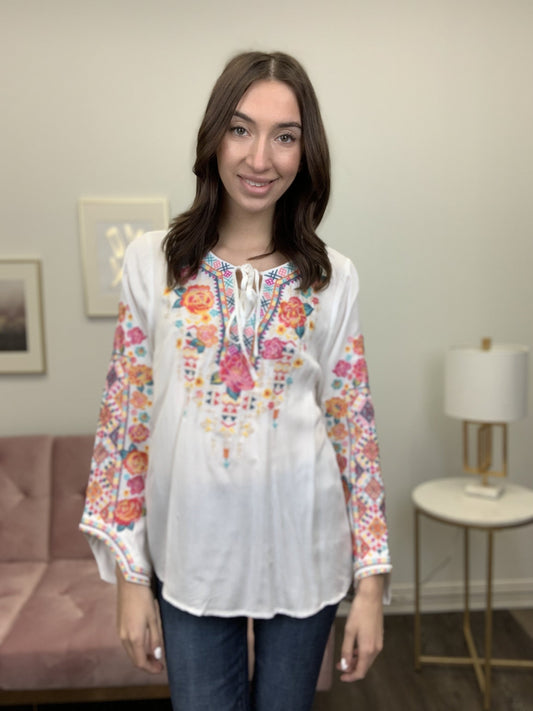 Home Sweet Home Women's Embroidered Long Sleeve Top *Final Sale*