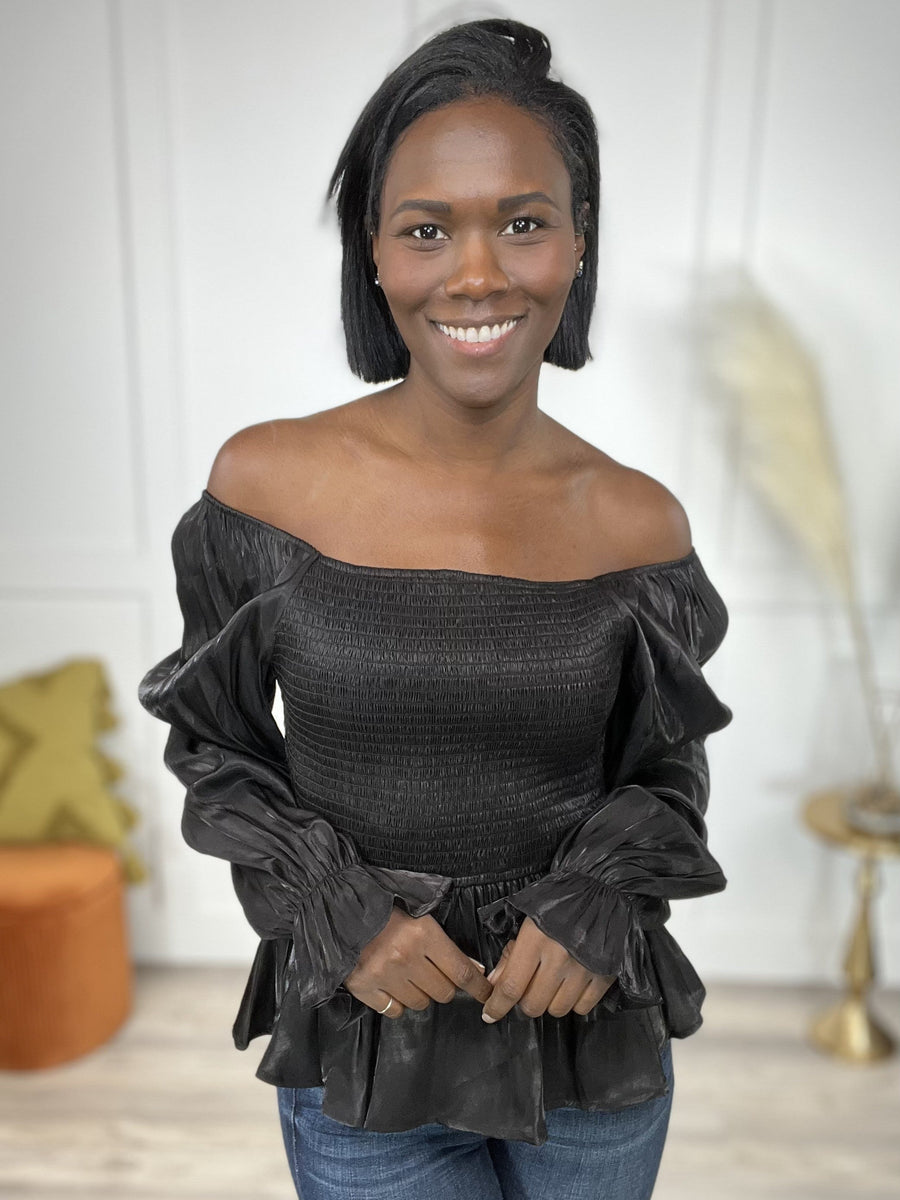 Smocked In The Dark Women's Peplum Long Sleeve Top *Final Sale*