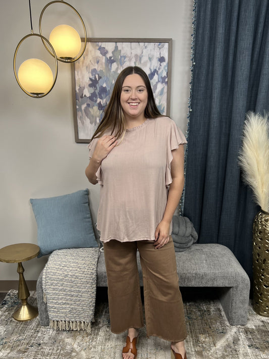 Up And Moving Women's Ruffled Short Sleeve Top * Final Sale*