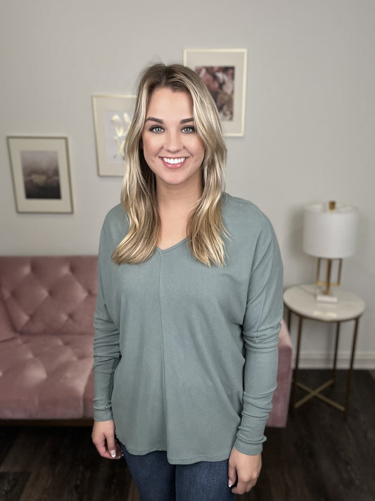 Come And Get It Women's V-Neck Long Sleeve Top *Final Sale*