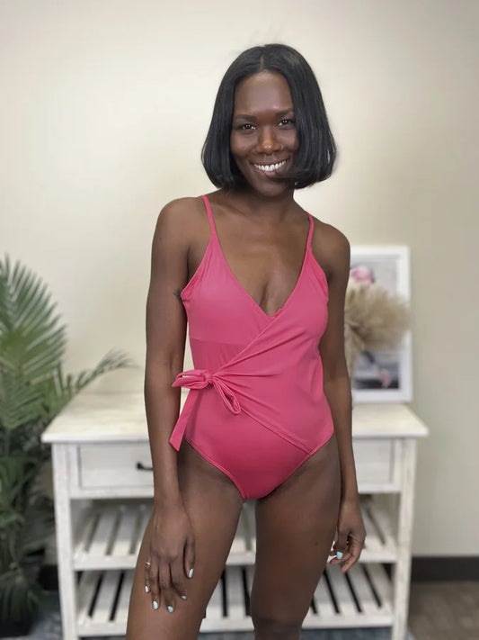 Let's Go For A Swim Women's Side Tie Adjustable Straps Bathing Suit