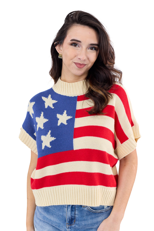 Women's American Flag Sleeveless Sweater