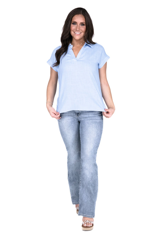 Women's Collared Short Sleeve Top