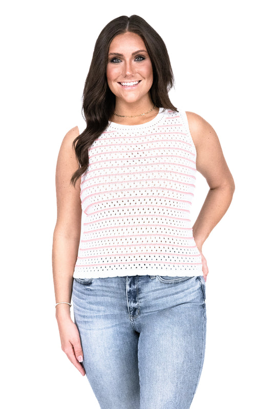 Women's Stripe Crochet Tank Top