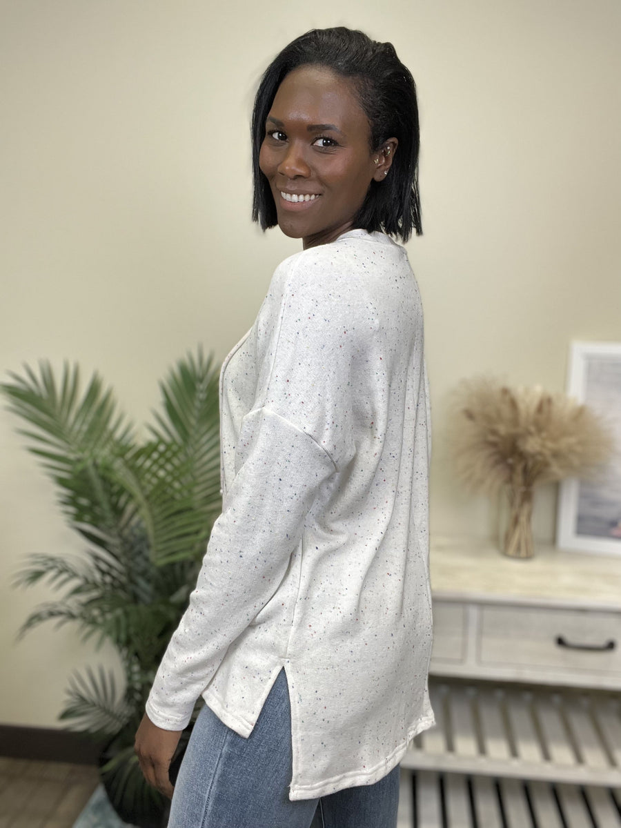 Splash Of Color Women's Lace Up Long Sleeve Top *Final Sale*