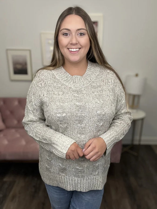 Looking Out For You Women's Neutral Cable Knit Sweater *Final Sale*