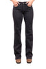 The Erica mid-rise bootcut tummy control jeans in charcoal, front view with boots