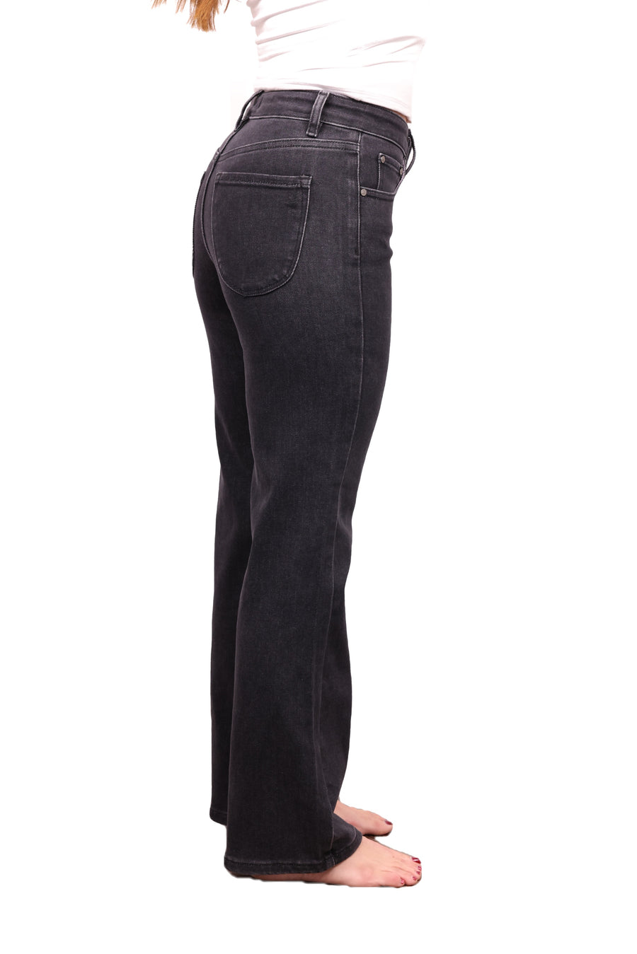 The Erica bootcut jeans in charcoal, side view