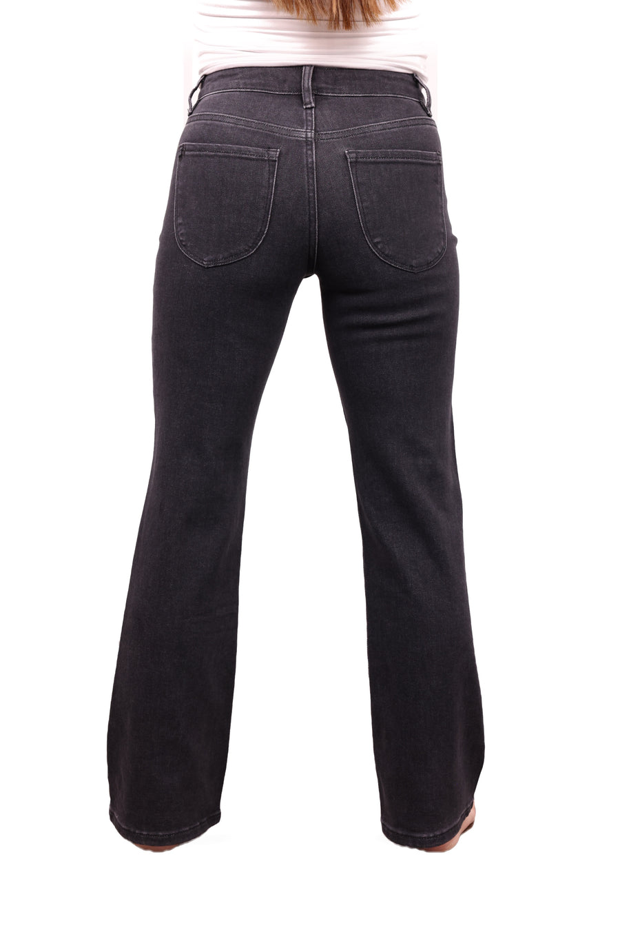 The Erica bootcut jeans in charcoal, back view