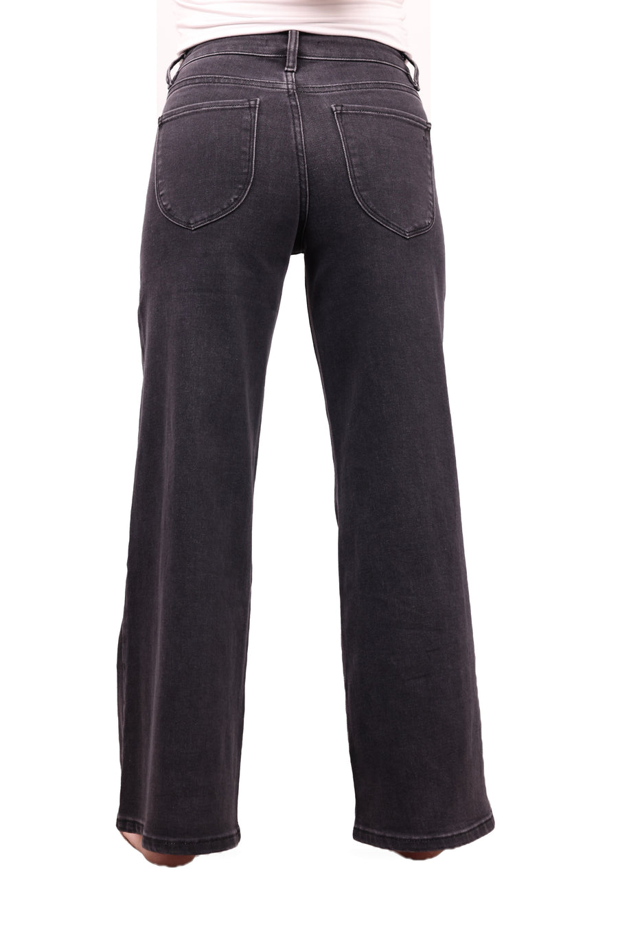 The Kim wide leg jeans in charcoal, back view