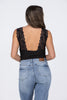 EYELASH LACE BUSTED RIB TANK BODYSUIT