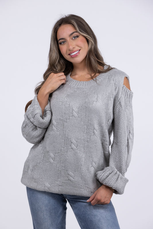 So Much Love Women's Cold Shoulder Wide Sleeve Sweater