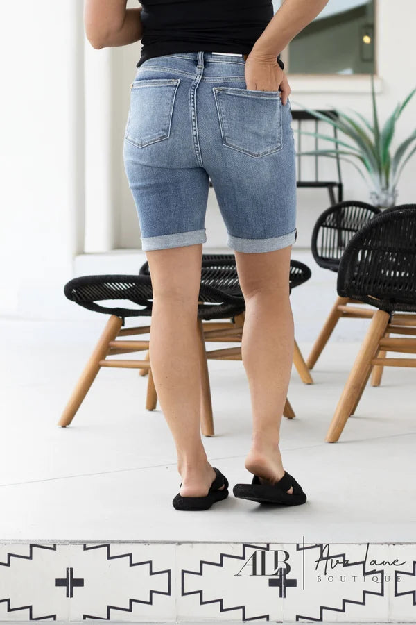 Judy Blue Push It High-Rise Bermuda Denim Shorts