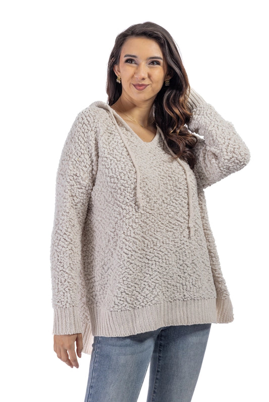 Women's V-Neck Hooded Sweater