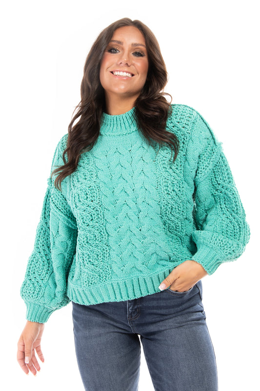 Eyes On The Prize Women's Mock Neck Cable Knit Sweater *Final Sale*