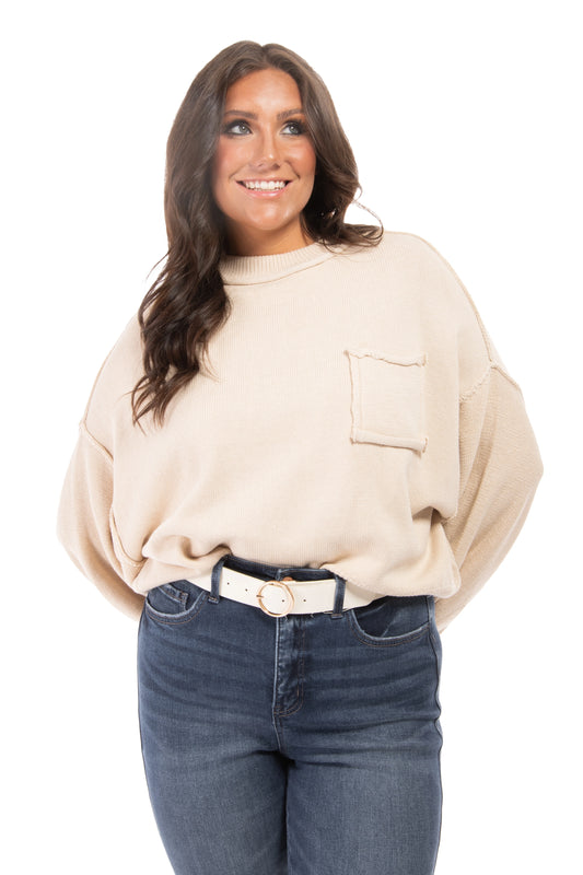 Hills of California Women's Hi-Lo Balloon Sleeve Sweater