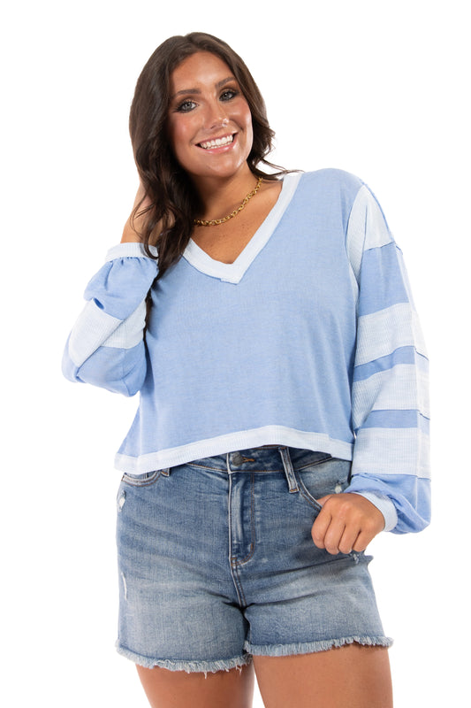 Not What You Expected Contrast Sleeve Knit Top *Final Sale*