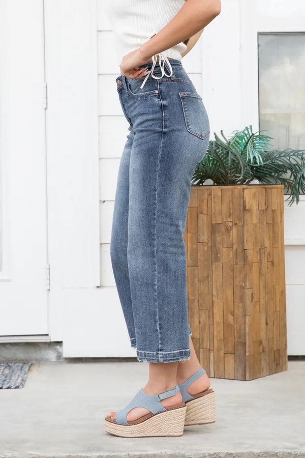 Judy Blue Live Laugh Love High-Rise Crop Wide Leg Denim