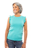 Wow Me Women's Ruffle Ribbed High Neckline Tank Top