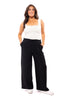 High-Waist Solid Woven Pants