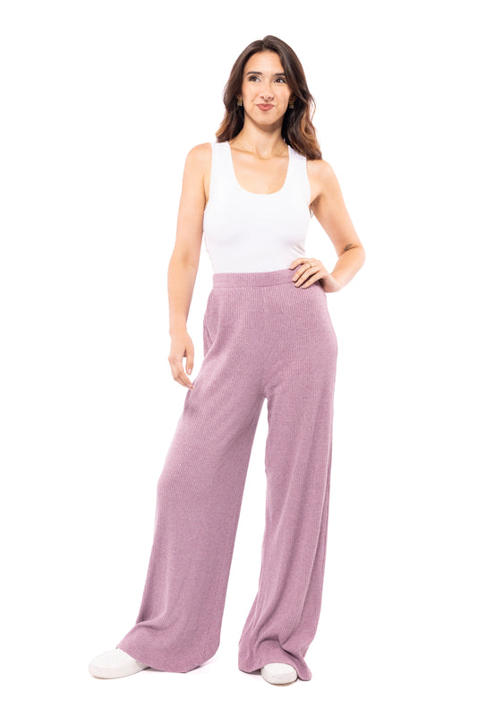 Open Your Mind Women's Ribbed Wide Leg Pants
