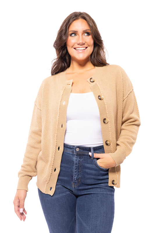 Sweetest Layer Women's Classic Round Neckline Button Down Cardigan