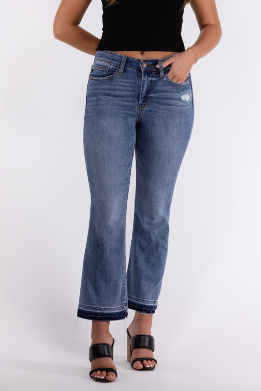 The Best Days from Judy Blue: Mid-Rise Release Hem Cropped Bootcut Denim