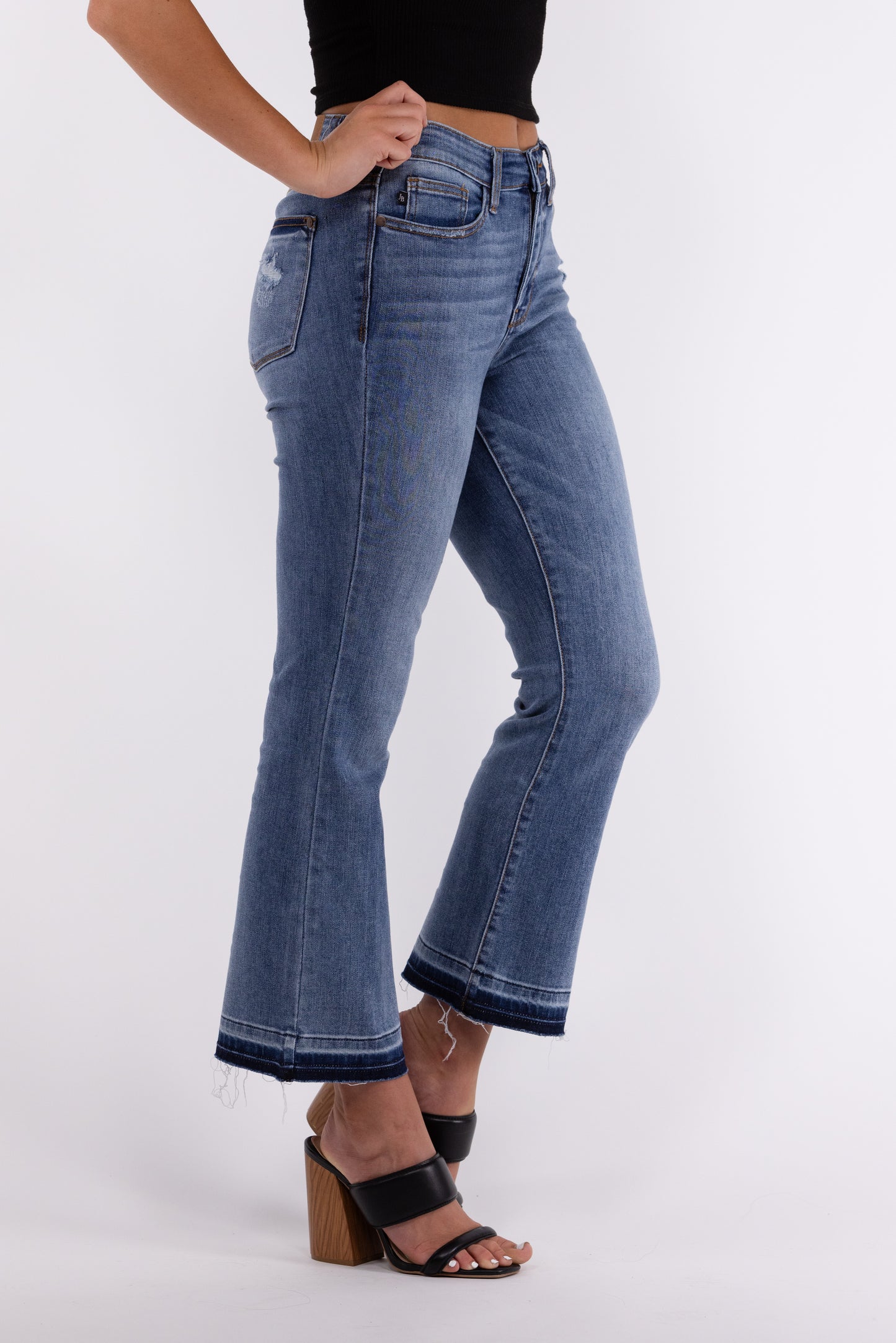 The Best Days from Judy Blue: Mid-Rise Release Hem Cropped Bootcut Denim