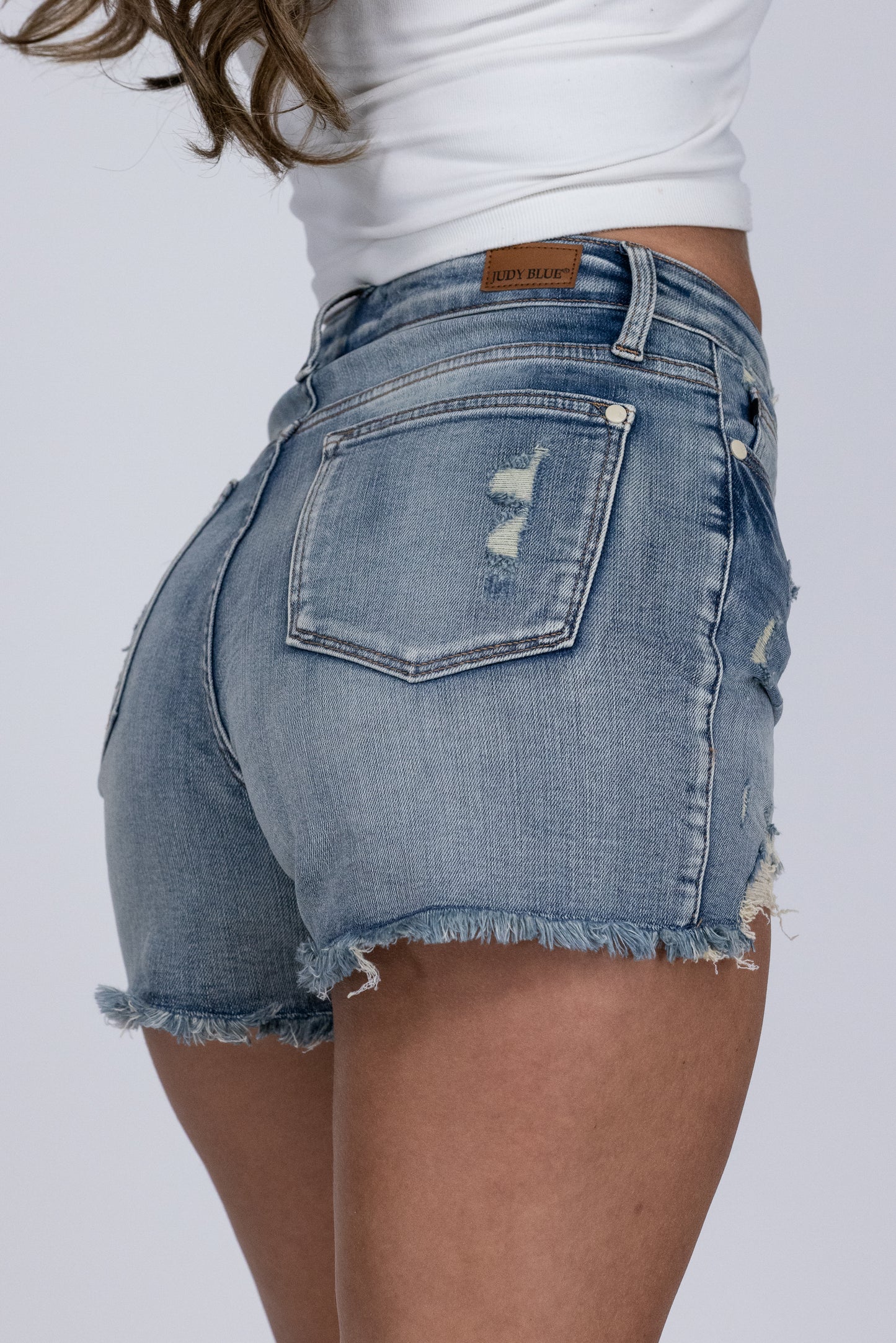 Judy Blue Beach Beauty High-Rise Mid-Length Denim Shorts