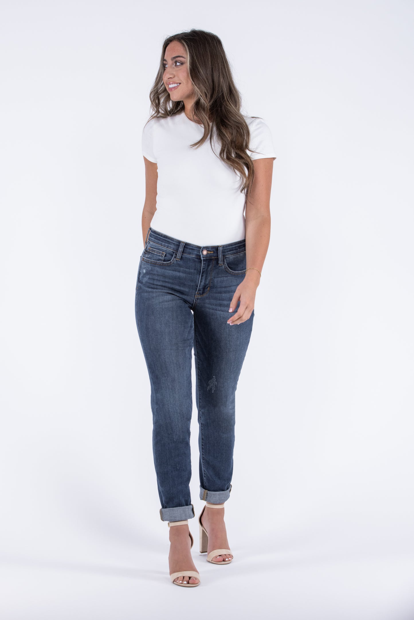 *Three Length* Judy Blue One Step At A Time Mid-Rise Relaxed Denim