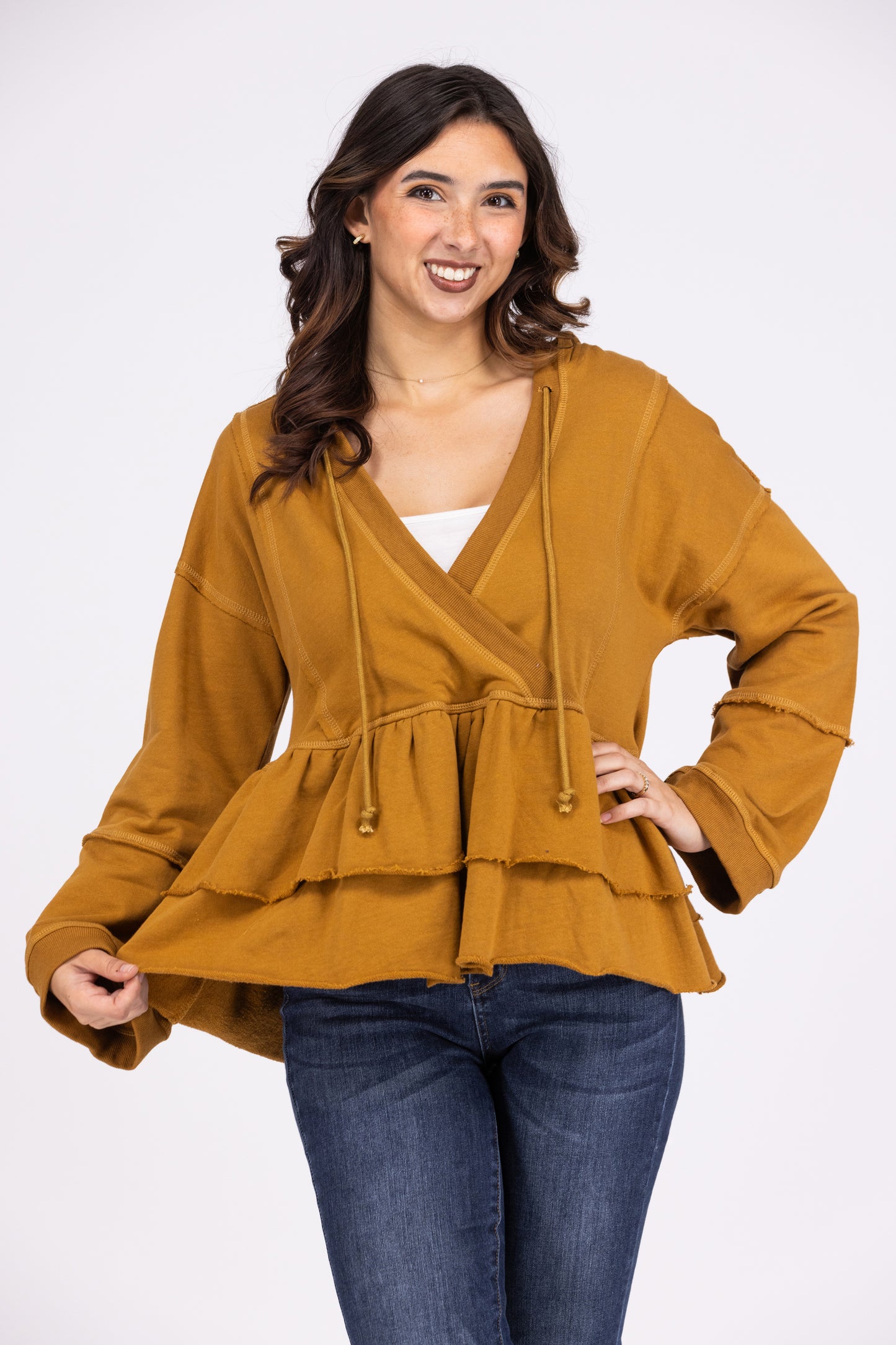 Ready to Ruffle Long Sleeve Hoodie Top