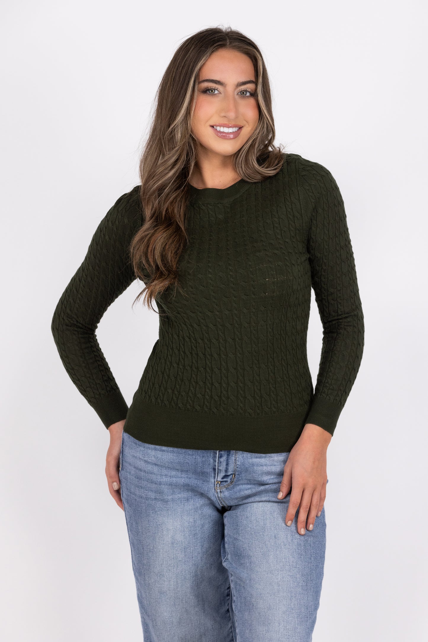 Game Day Ready Cable Knit Sweater