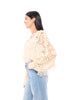 Women's Boho Long Sleeve Open Crochet Fringe Sweater Top – Available in Black & Oatmeal