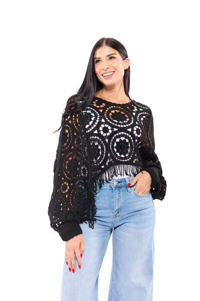 トップス Acka fringe american sleeve tops fringe american sleeve tops – Acka online store